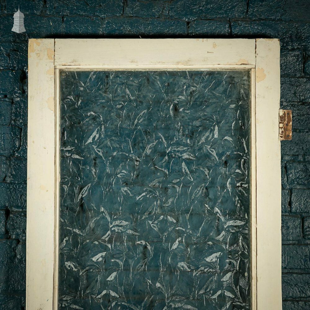 photo for sale Half Glazed Door, White Painted Pine With Textured Glass