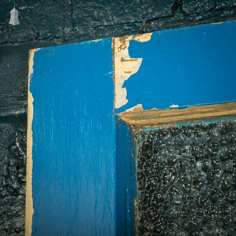 Half Glazed Door, Blue Painted Pine Fitted With ‘Arctic’ Style Textured Glass photo Home Fixtures
