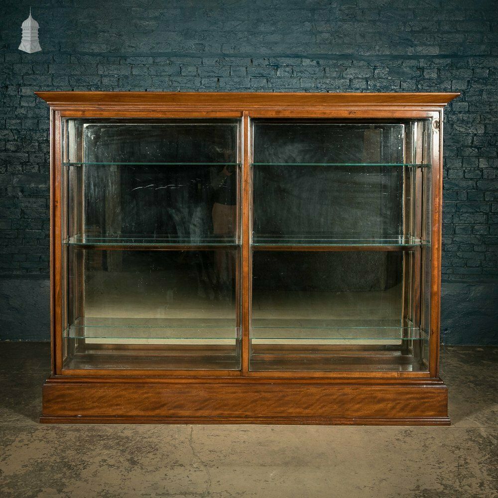 Museum Display Cabinet, 19th C Mahogany With Sliding Door And Mirrored Back photo furniture