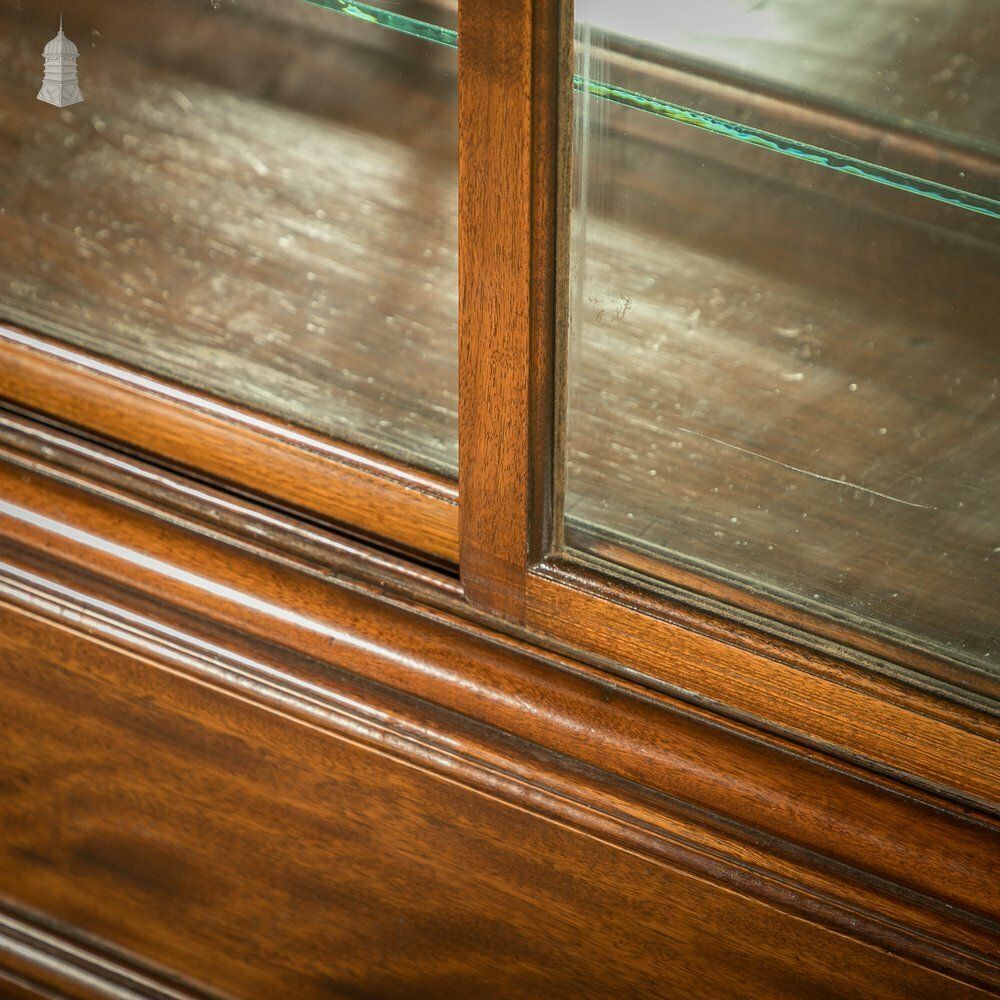Museum Display Cabinet, 19th C Mahogany With Sliding Door And Mirrored Back photo vintage