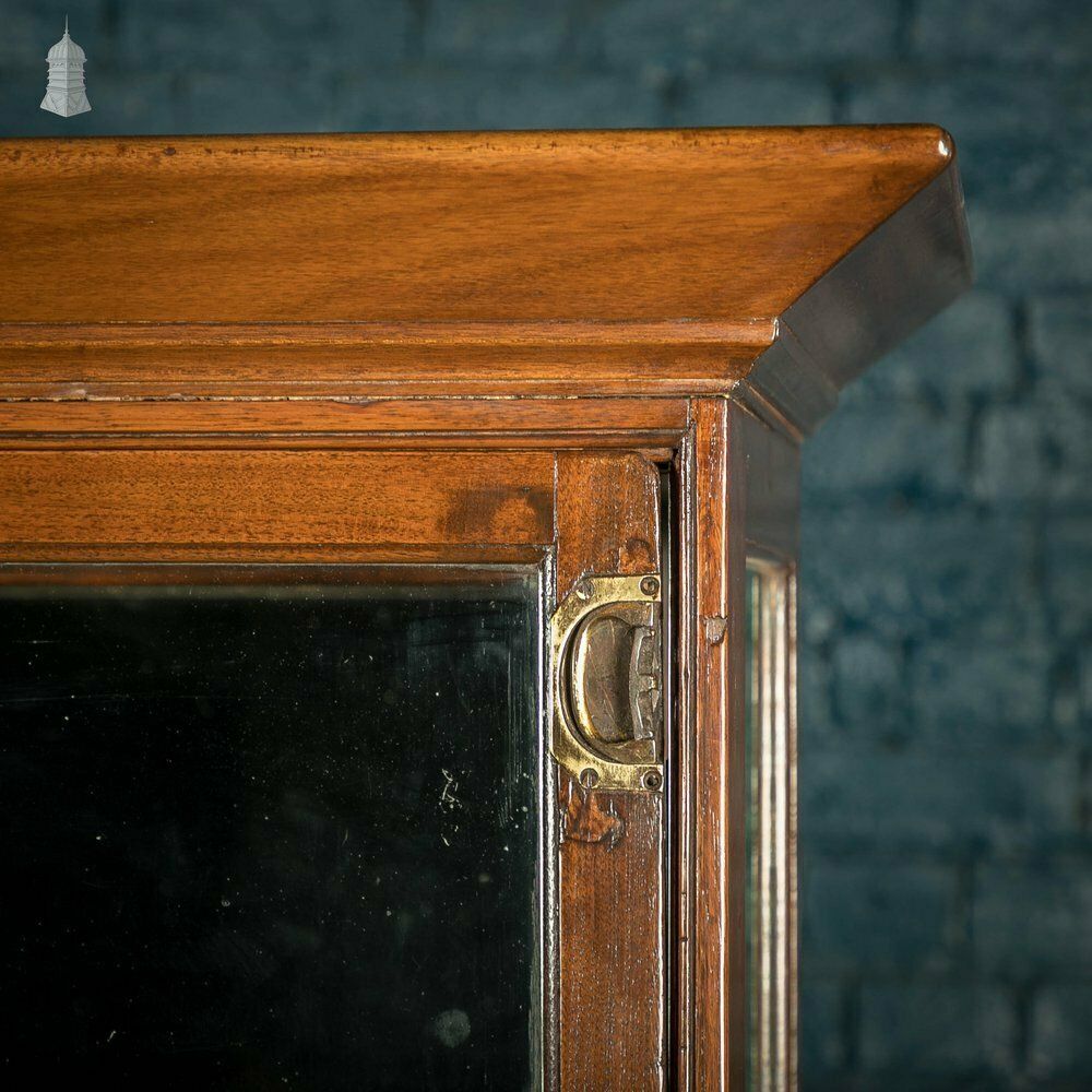 photo for sale Museum Display Cabinet, 19th C Mahogany With Sliding Door And Mirrored Back