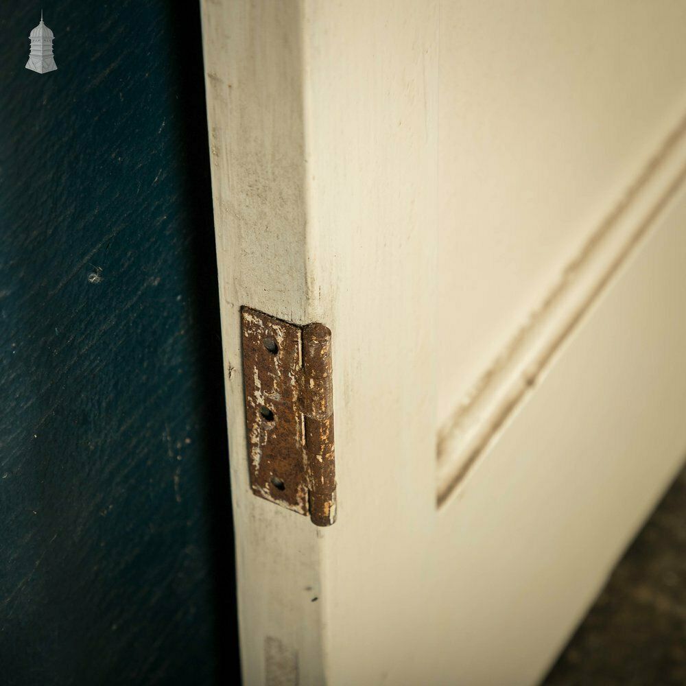 Pine Panelled Door, Horizontal 4 Panel, White Painted photo for sale