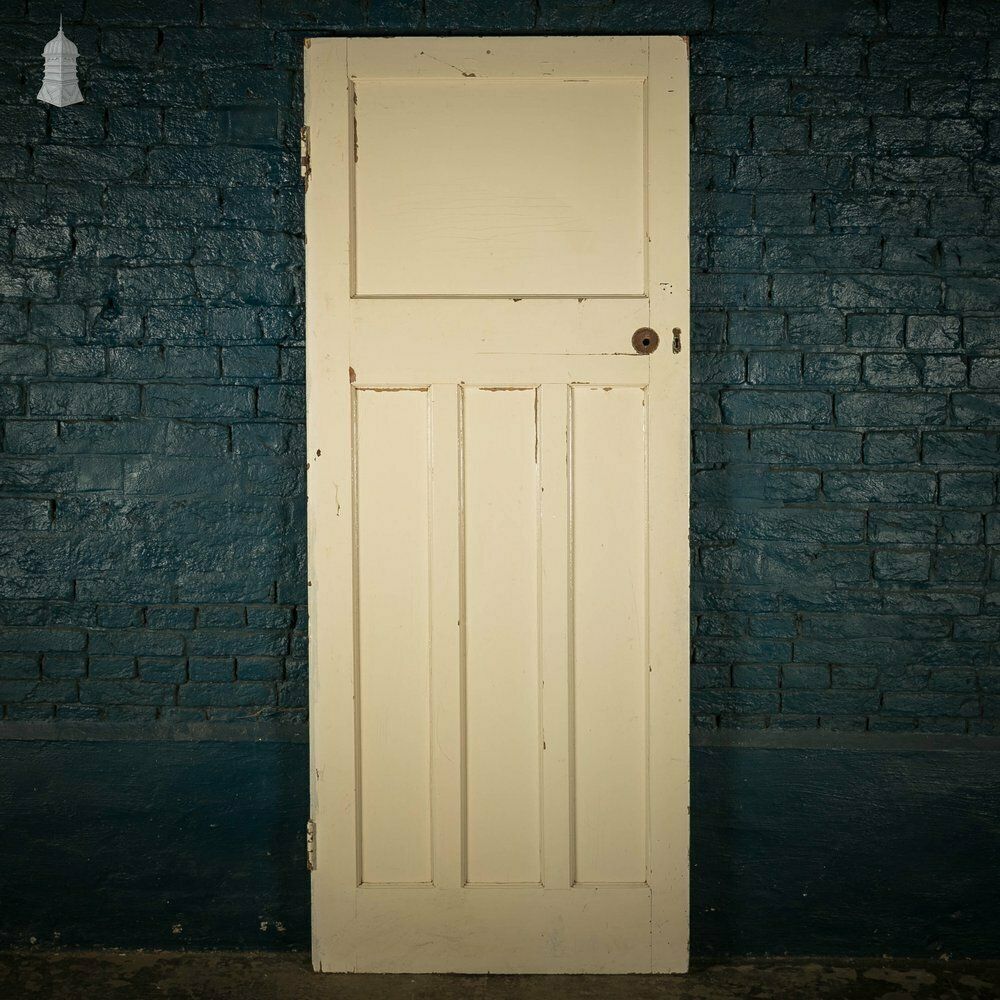 photo buy Pine Panelled Door, Green Painted, 1 Over 3 Panel 1930’s Style Door