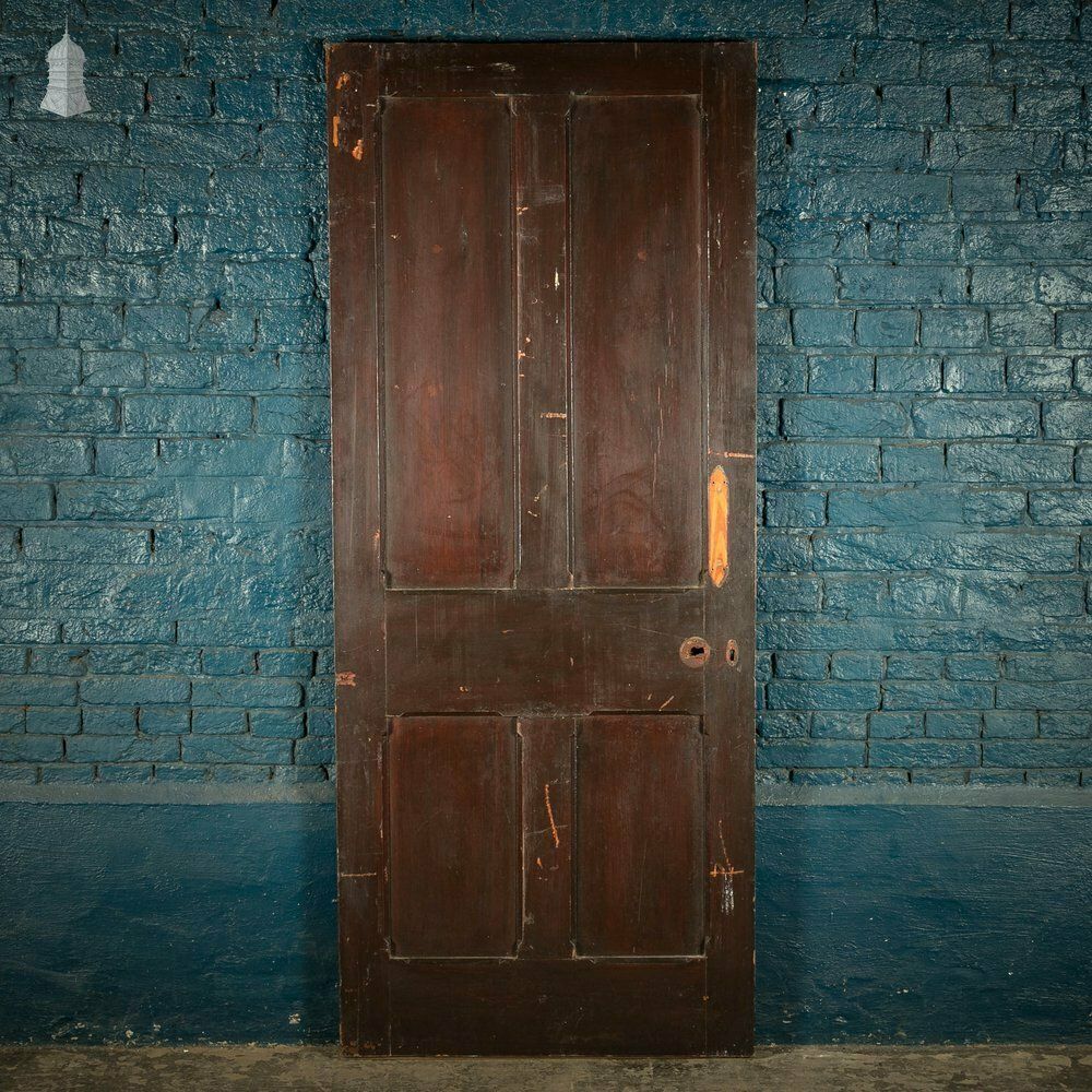 Pitch Pine Panelled Door, 4 Panel photo vintage