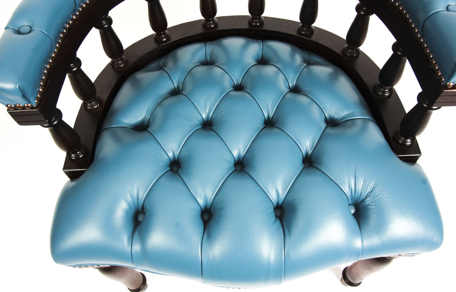 Bespoke English Hand Made Leather Captains Desk Chair Blue Teal photo Furniture