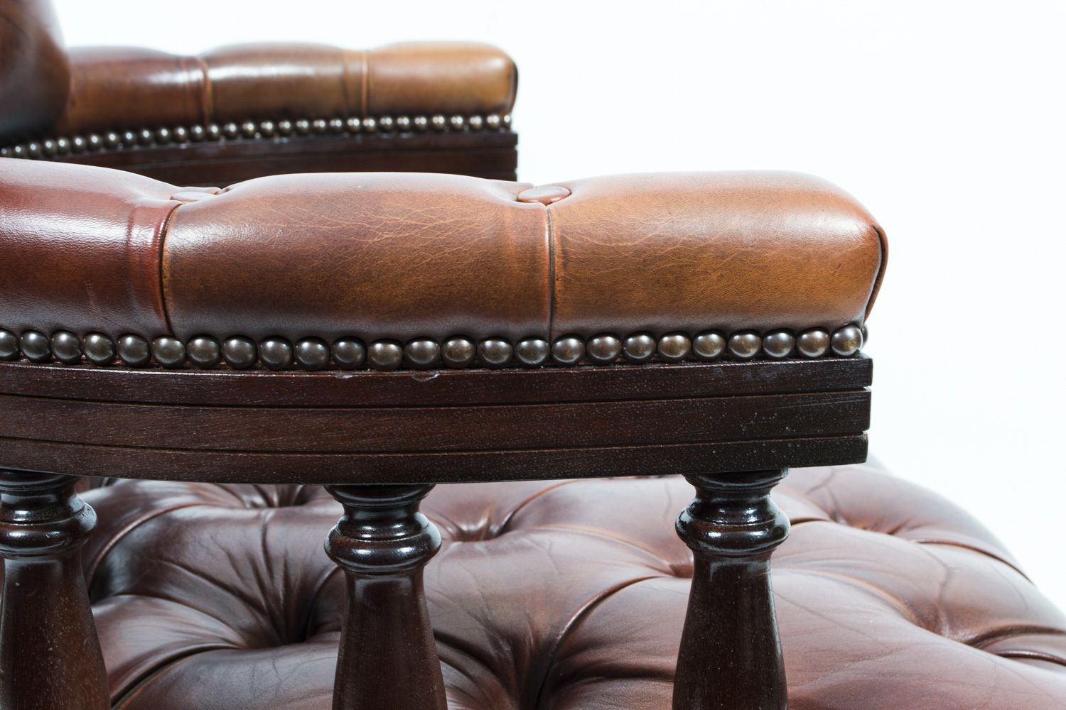photo for sale Bespoke English Hand Made Leather Captains Desk Chair Bruciato