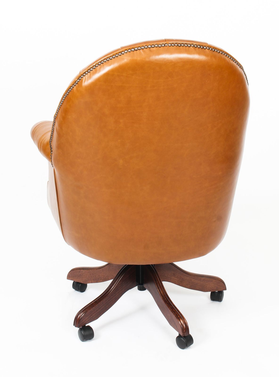 Bespoke English Hand Made Leather Directors Desk Chair Bruciato photo vintage