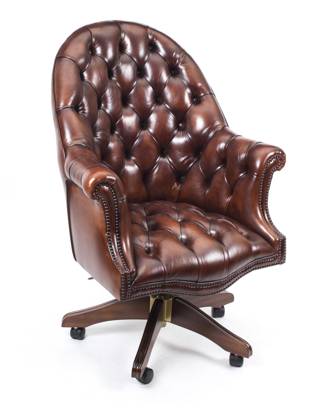 1950.0 Bespoke English Hand Made Leather Directors Desk Chair Bbo photo