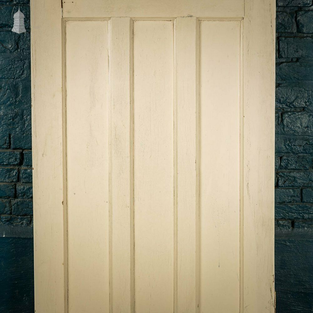 Half Glazed Door, 4 Panel Pine 1930’s Style Fitted With Leaded Cross Reeded Glass photo for sale