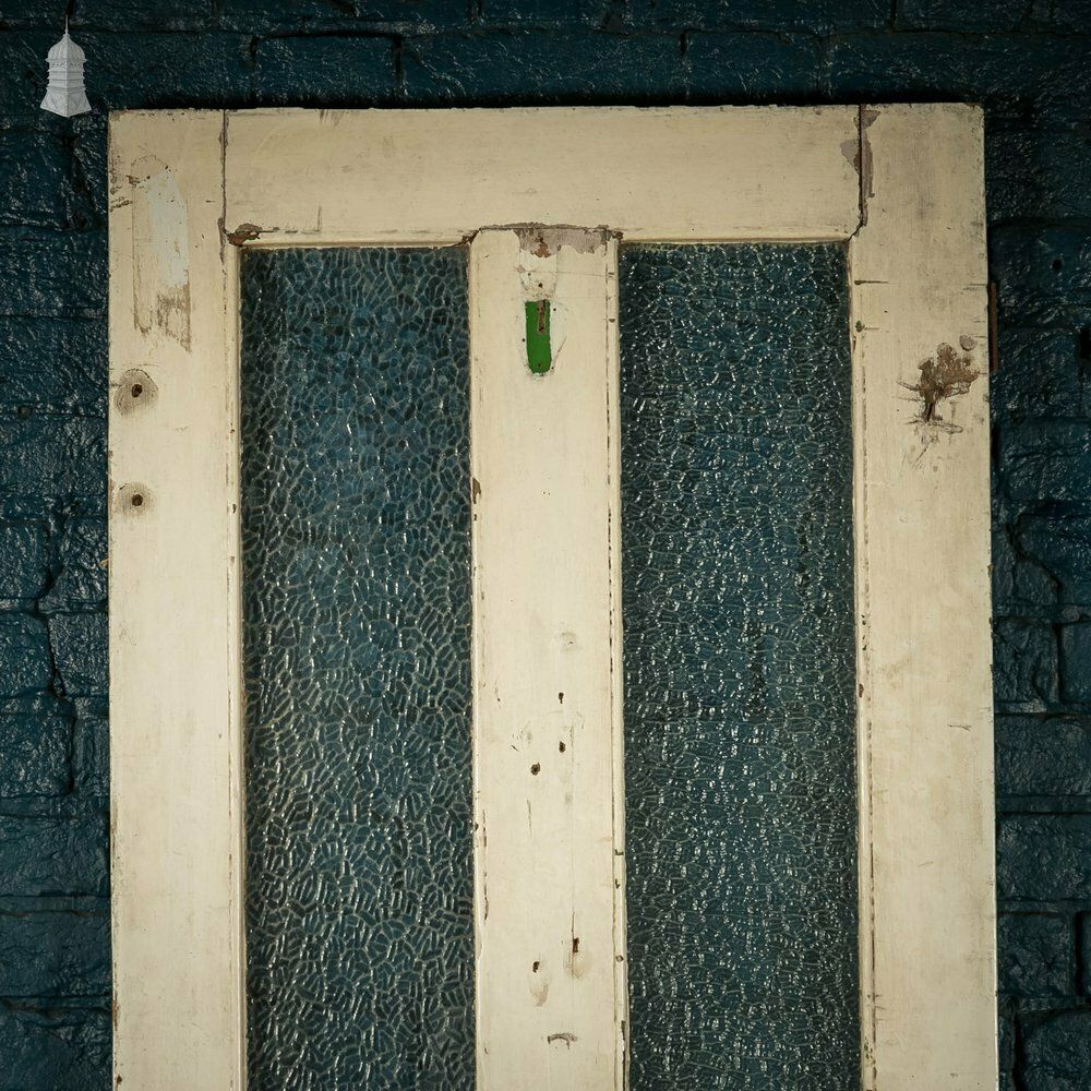 Half Glazed Door, White And Green Painted Pine Fitted With 'Arctic' Style Textured Glass photo furniture