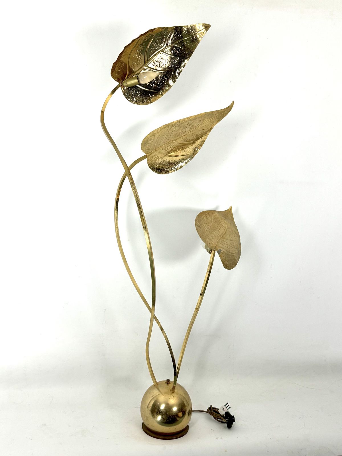 Vintage Italian Brass 3 Arm Floor Lamp By Tommaso Barbi, 1970s