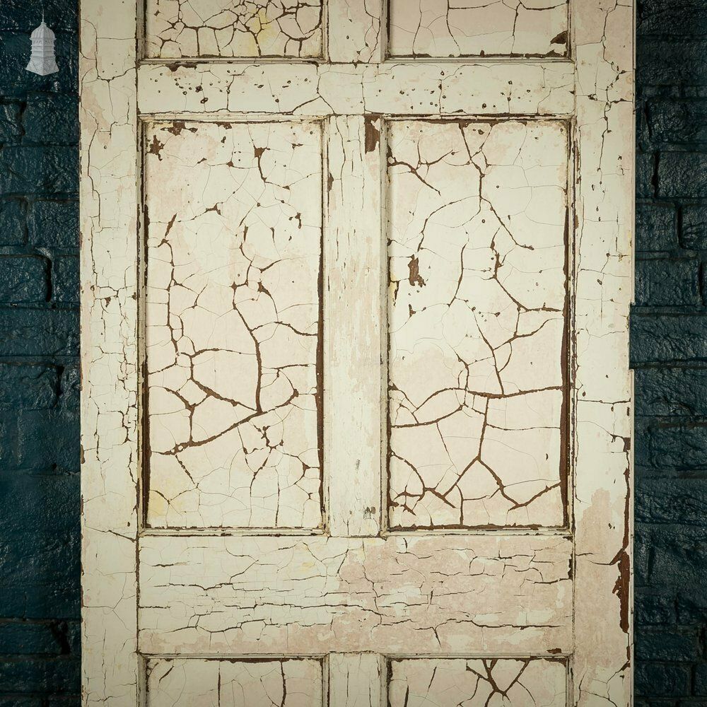 Pine Panelled Door, 6 Panel With Distressed White Painted Finish photo vinterior