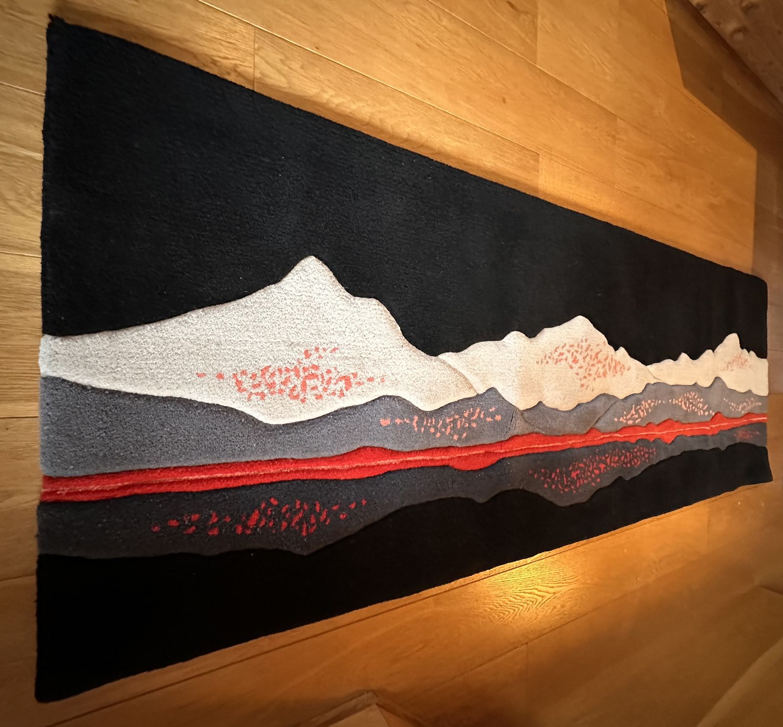 Exceptional Hand Made Rug Of The Connemara Mountains Circa 1985. This Luxurious Piece Was Commissioned To Be Woven By A Specialist Carpet Maker In Ireland