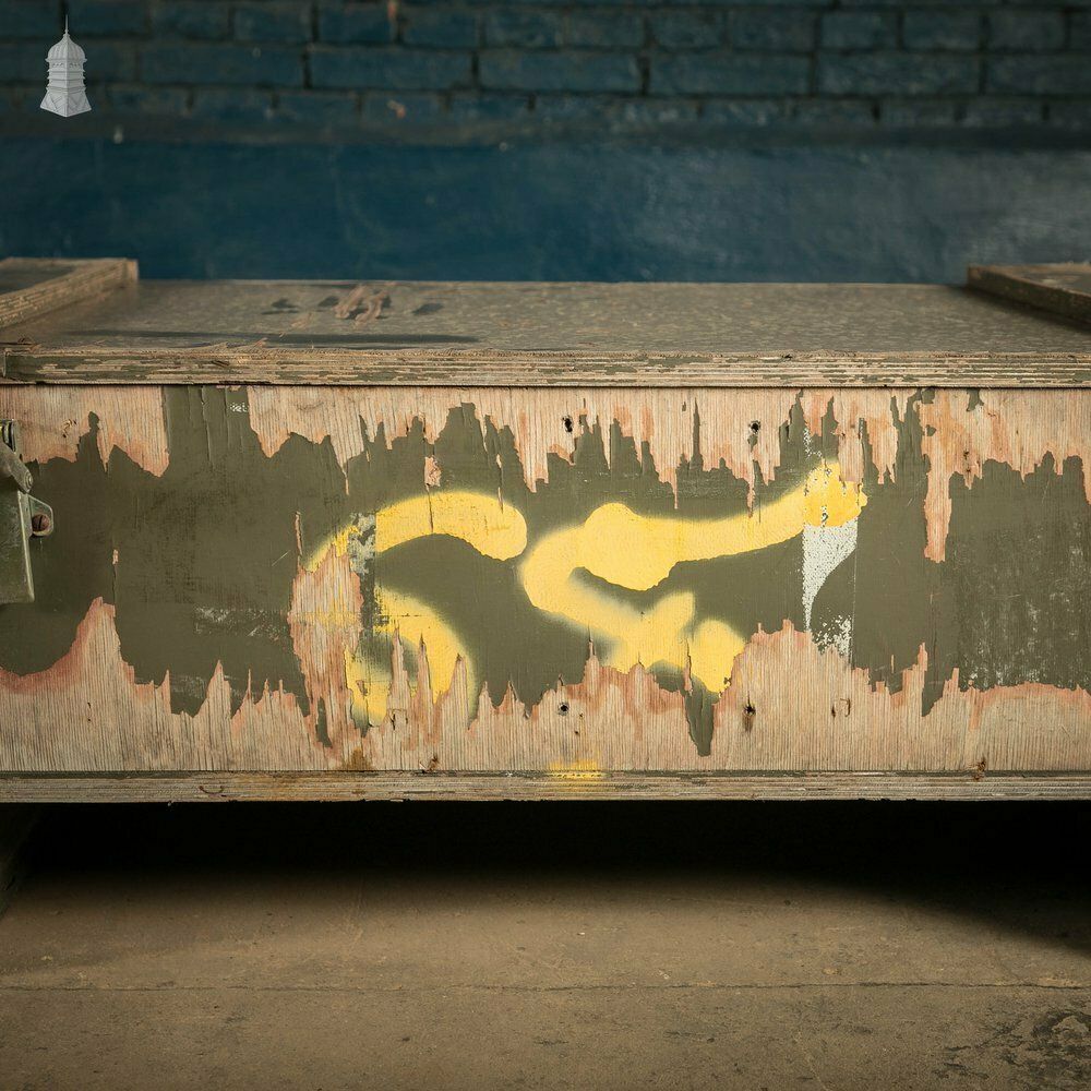 photo buy Military Shipping Crates, Pair Of Green Painted Wooden Aircraft Part Shipping Boxes Reclaimed From A Norfolk Raf Base