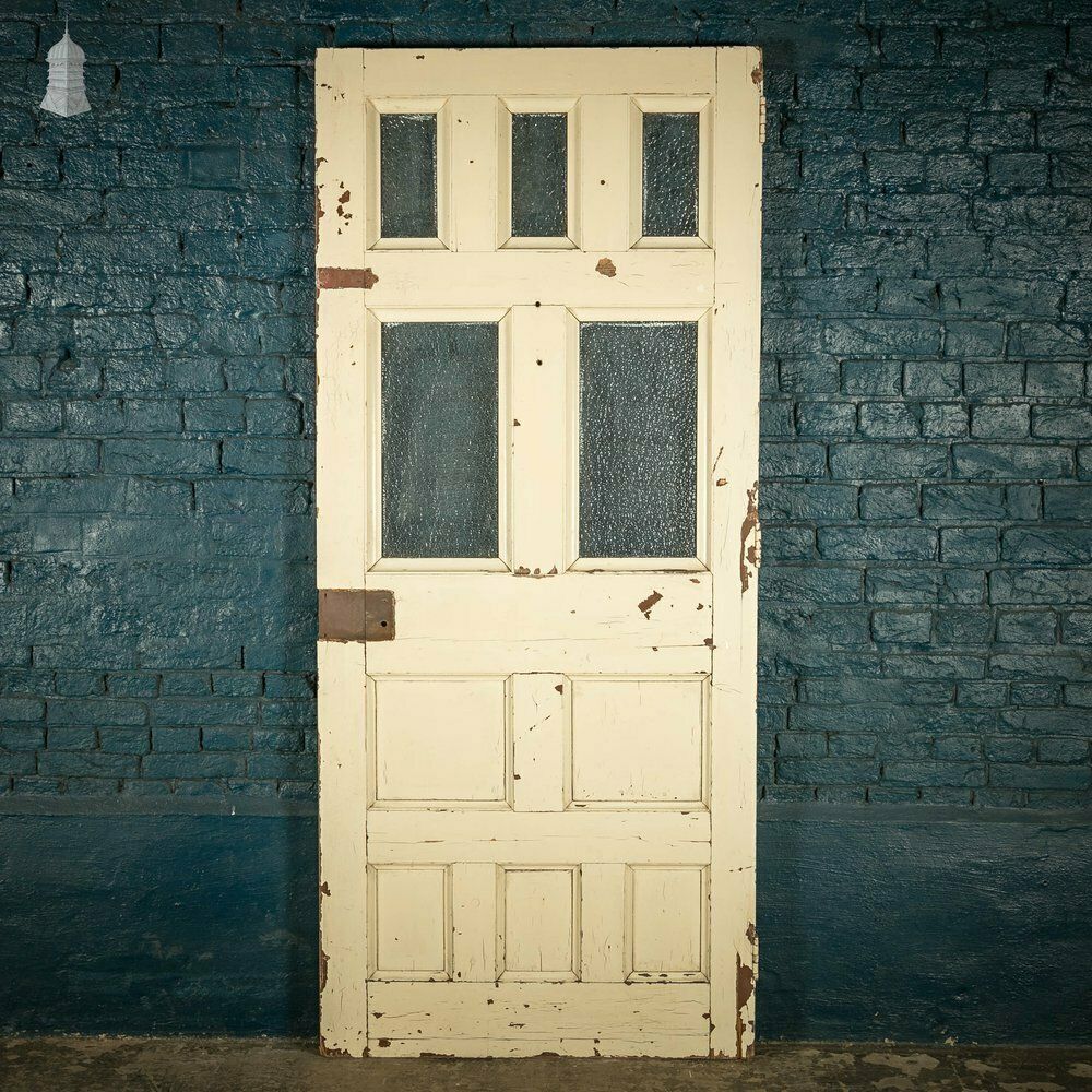 Half Glazed Door, Pine With ‘Arctic’ Style Textured Glass