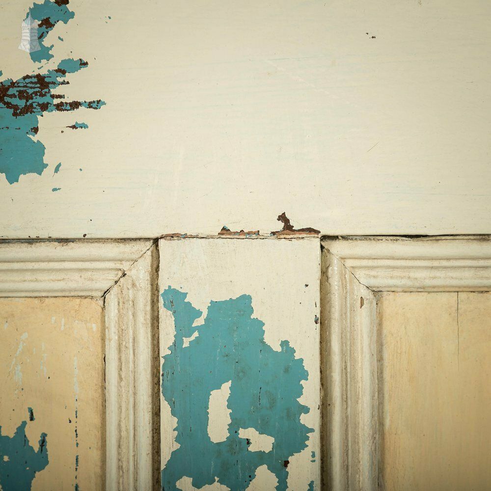 photo vintage Half Glazed Gunstock Door, Moulded 3 Panel Pine With ‘Arctic Style’ Textured Glass