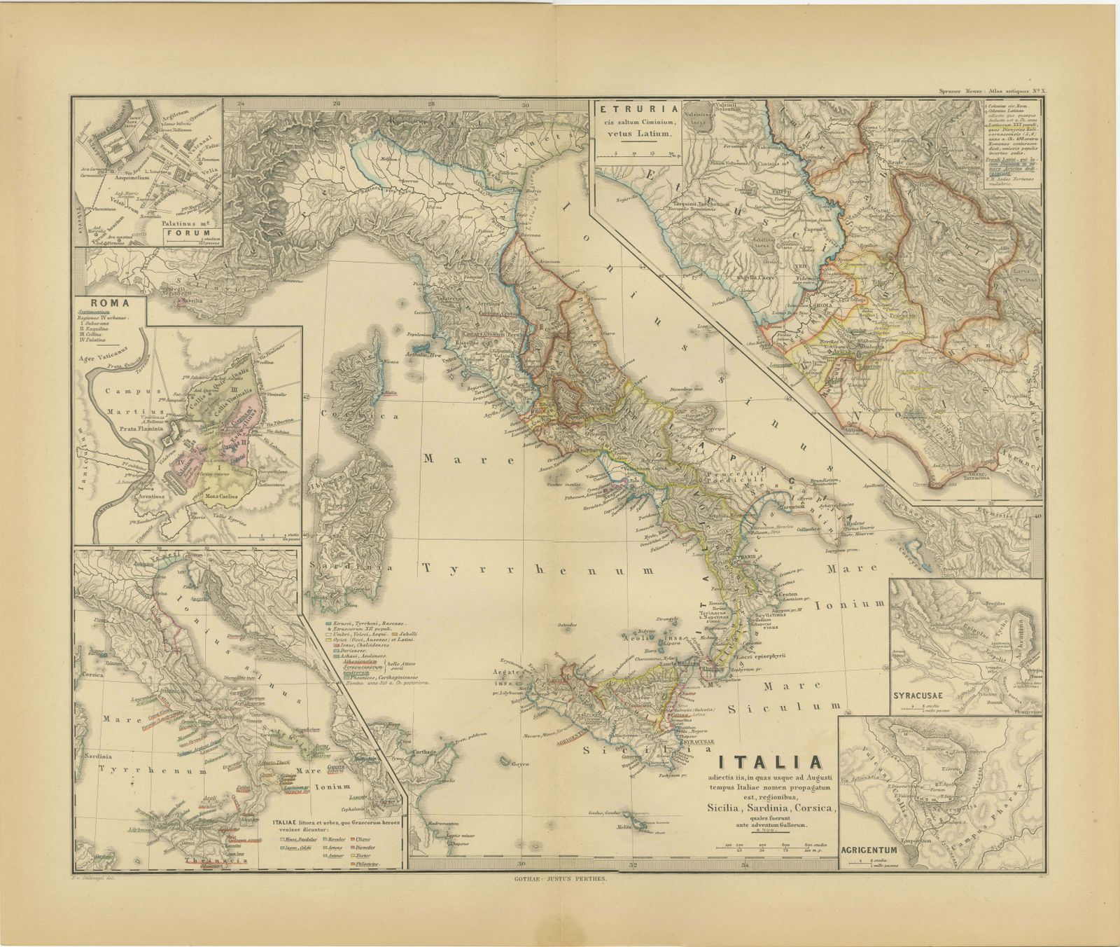 Antique Map Of Italy With Insets Of Rome And Major Cities, Published In 1880