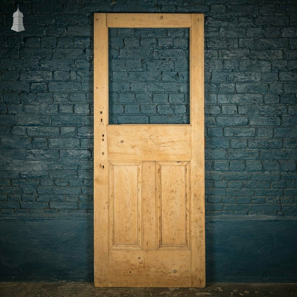 Half Glazed Door, Victorian, Pine With Moulded Panels