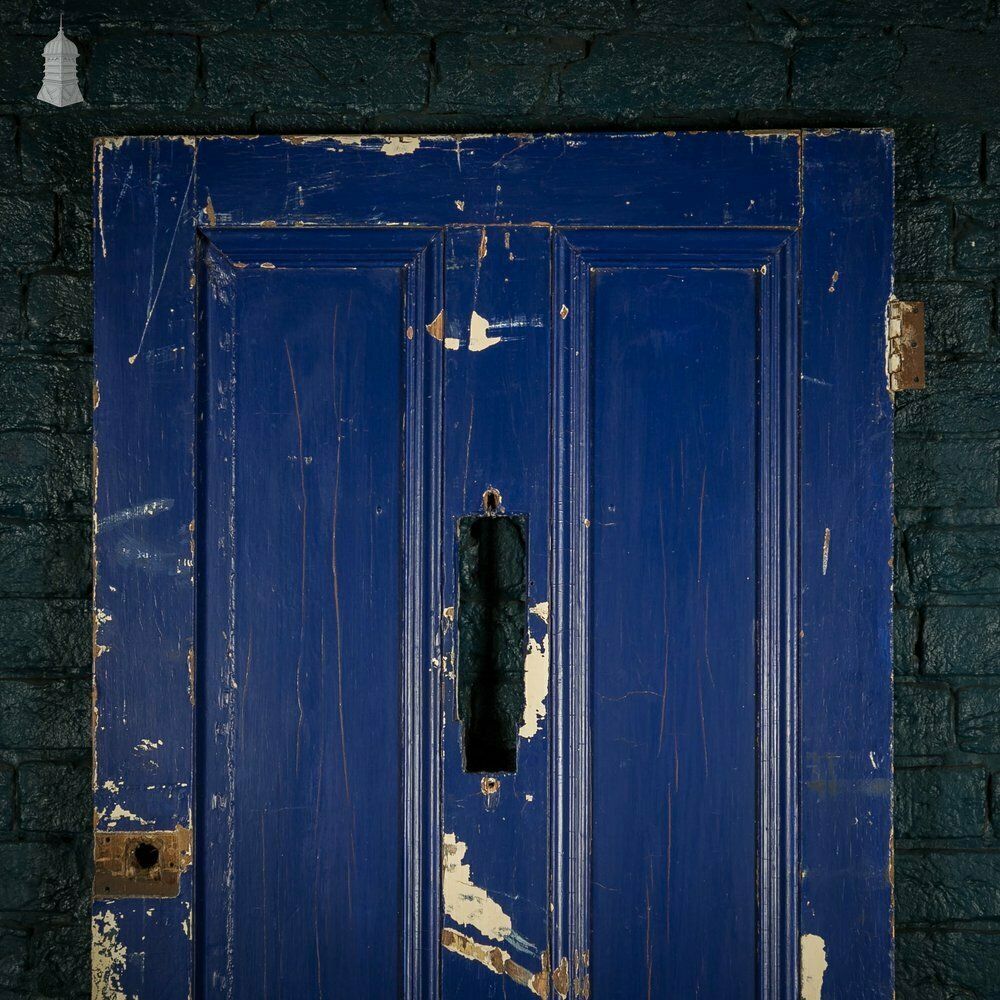 Home Fixtures Pine Panelled Door, 4 Panel Blue Painted Front Door photo