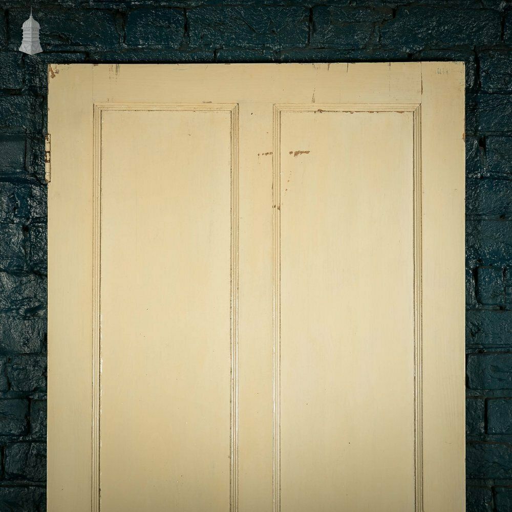 Pine Panelled Door, 4 Panel White Painted photo vintage