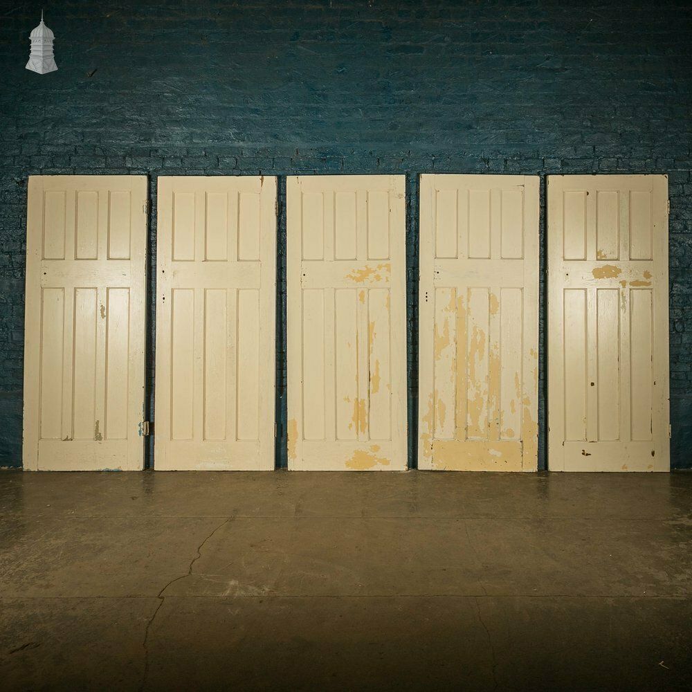 Pine Panelled Door, 6 Panel White Painted Set Of 5