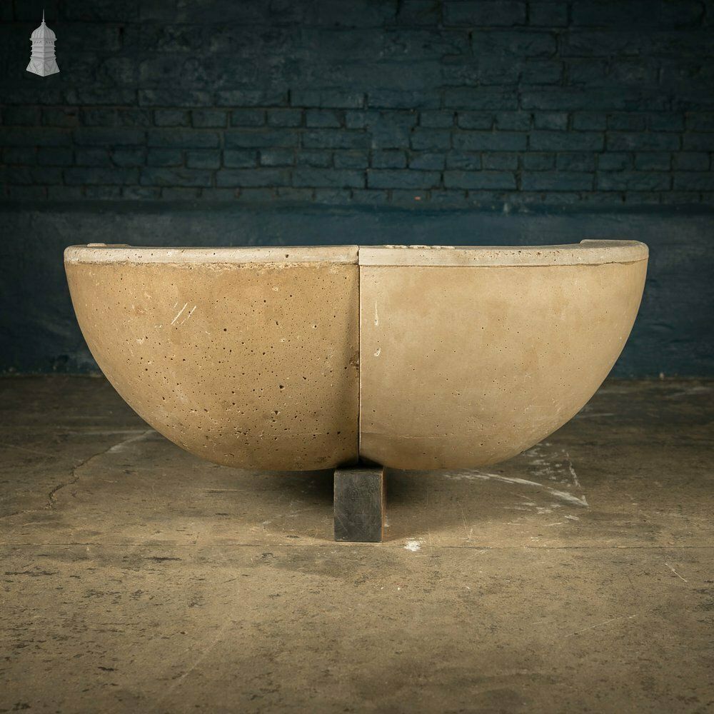 Concrete Corner Mangers, Pair Of Trough Feeders Reclaimed From St Johns Barracks, London. Joined Together To Create A Semi Circle Planter photo vinterior