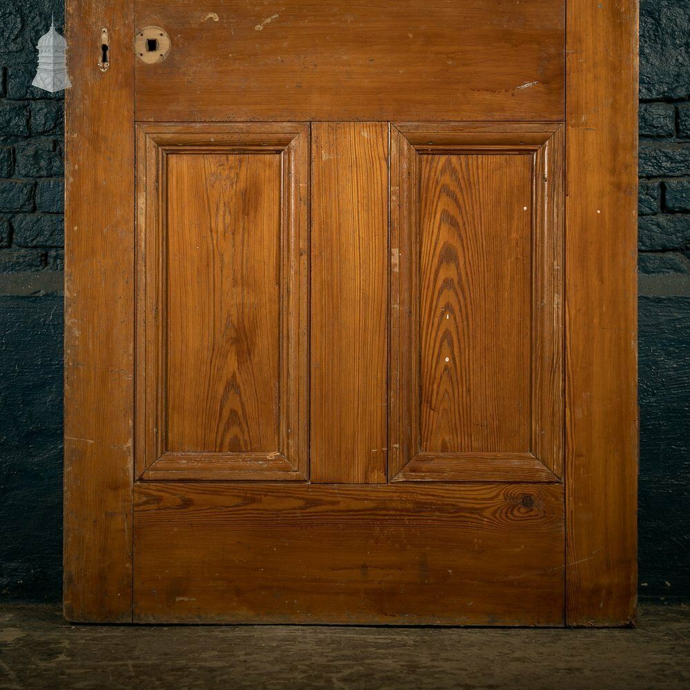 Glazed Pine Door, Pitch Pine, 6 Panels, 2 With Wired Glass photo buy