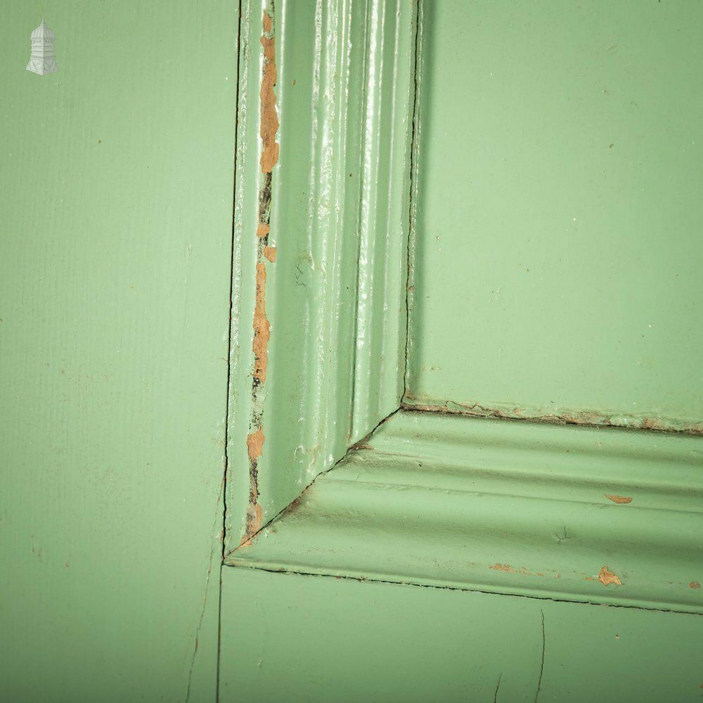 photo furniture Pine Paneled Door, 4 Panel Green Painted