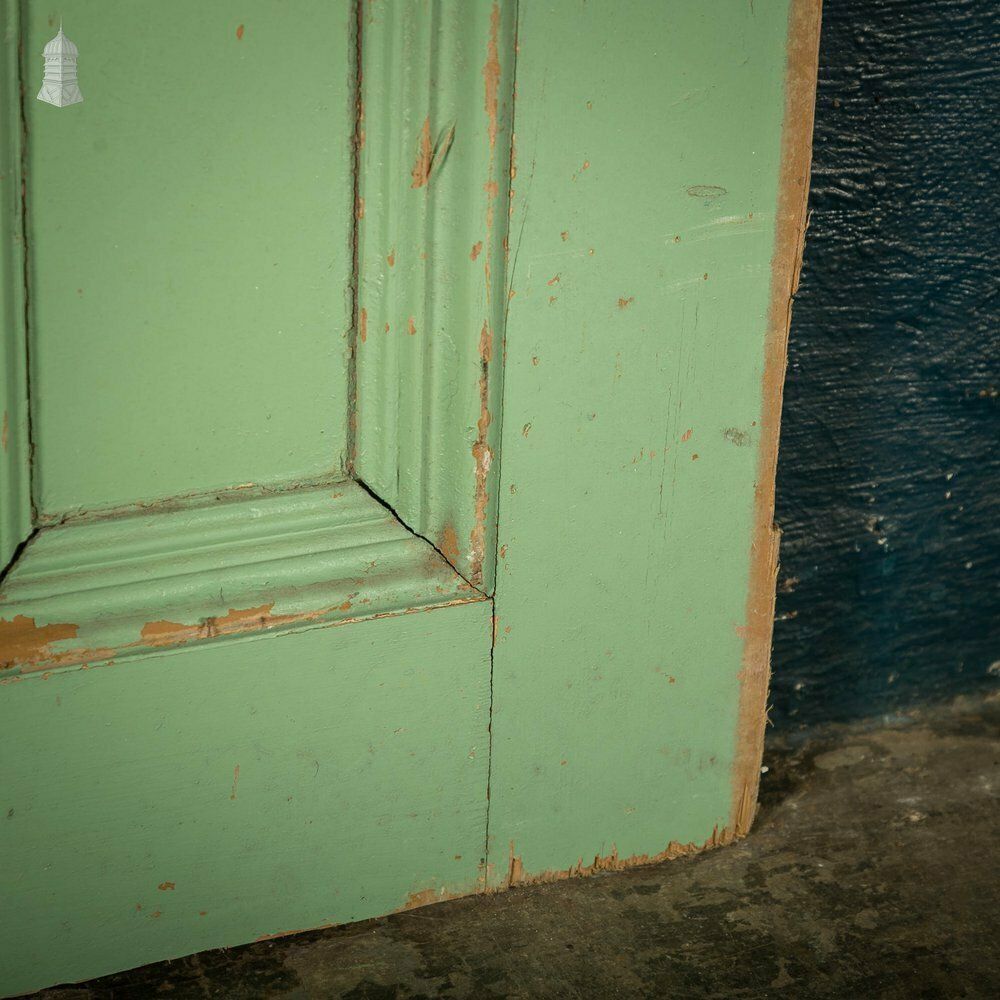 photo for sale Pine Paneled Door, 4 Panel Green Painted