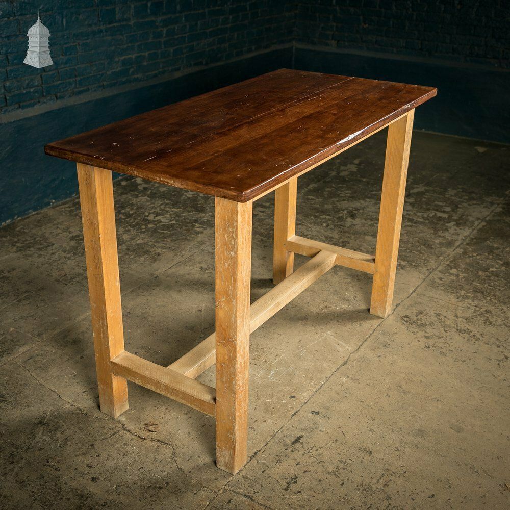 School Workbench Table, Mid Century Beech And Iroko Science Laboratory photo furniture