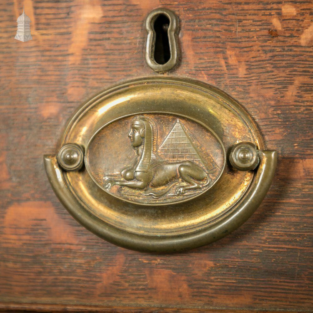 Chest Of Drawers, George III, Oak 2 Over 3 Drawer With Brass Sphinx Pull Handles photo vintage