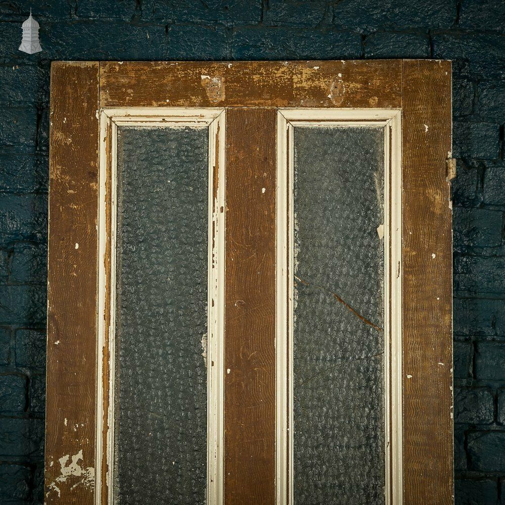144.0 Half Glazed Door, Panelled Pine With ‘Muranese’ Style Textured Glass photo