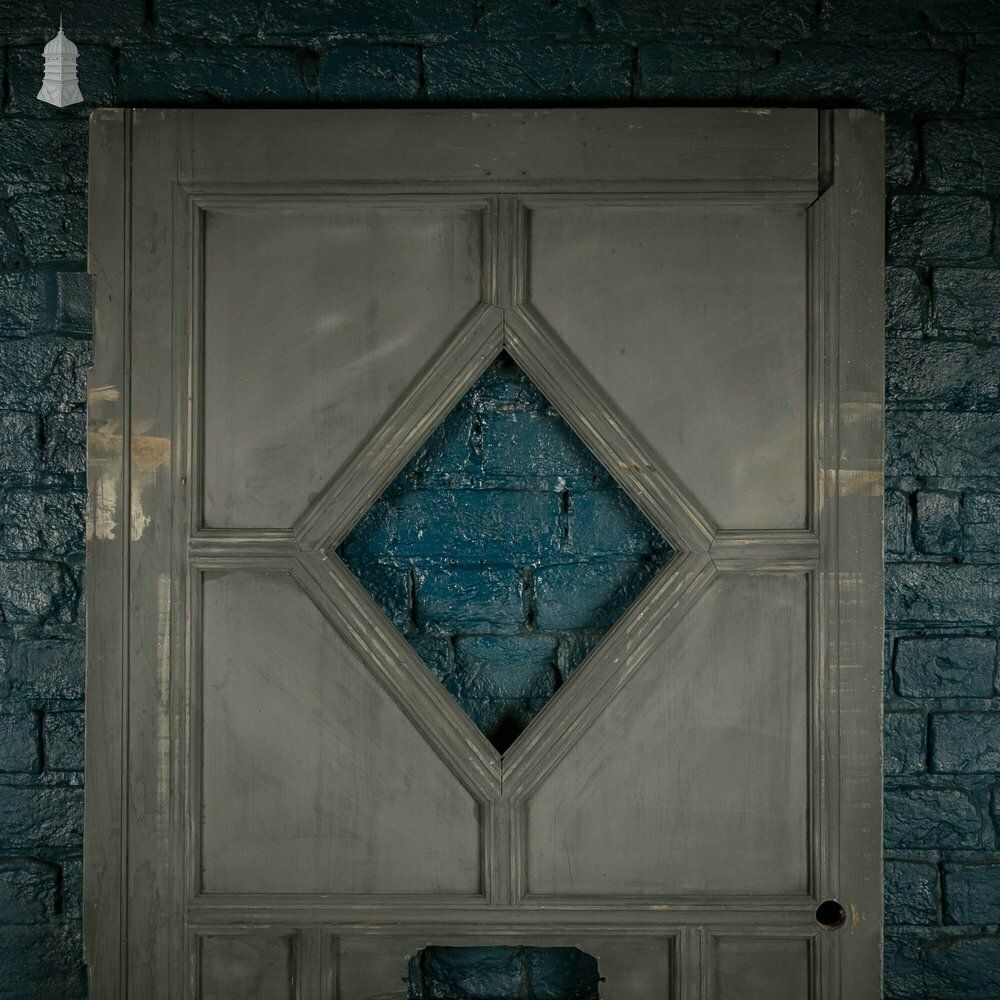 Pine Door With Window, Victorian With Moldings And Grey Painted Finish photo furniture