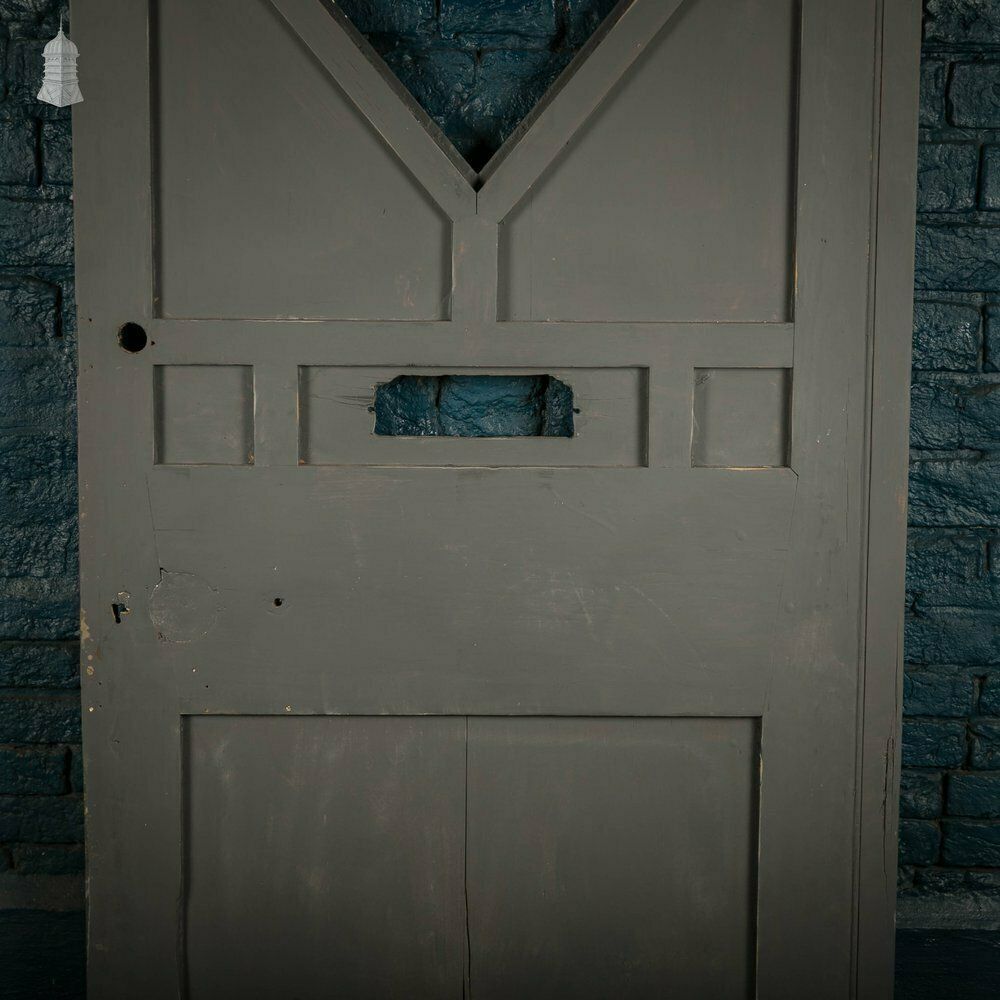Pine Door With Window, Victorian With Moldings And Grey Painted Finish photo buy