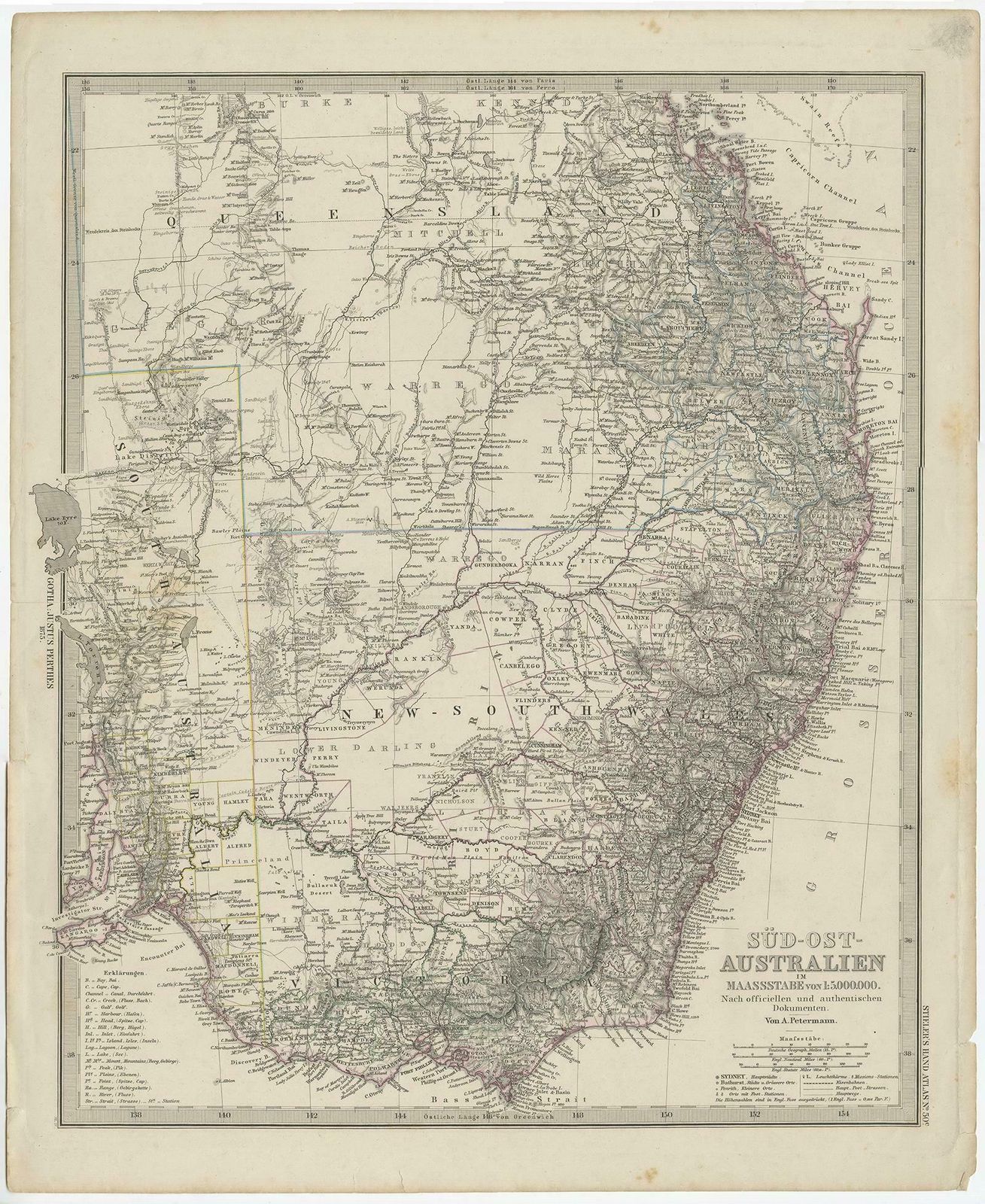 Antique Engraved Map Of South East Australia From A German Atlas, 1848 photo furniture