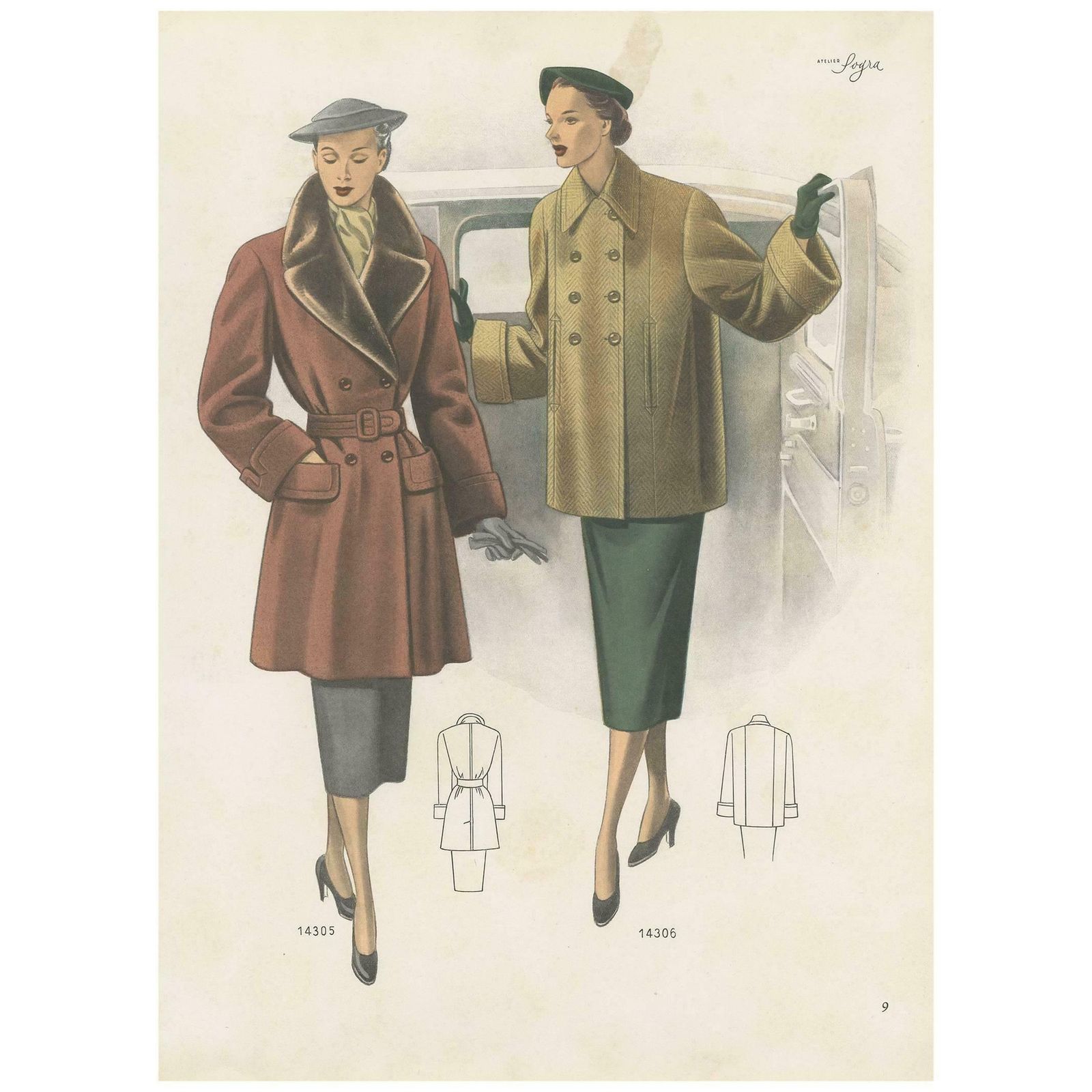 Vintage Fashion Print 'Pl. 14305' Published In Ladies Styles, 1952