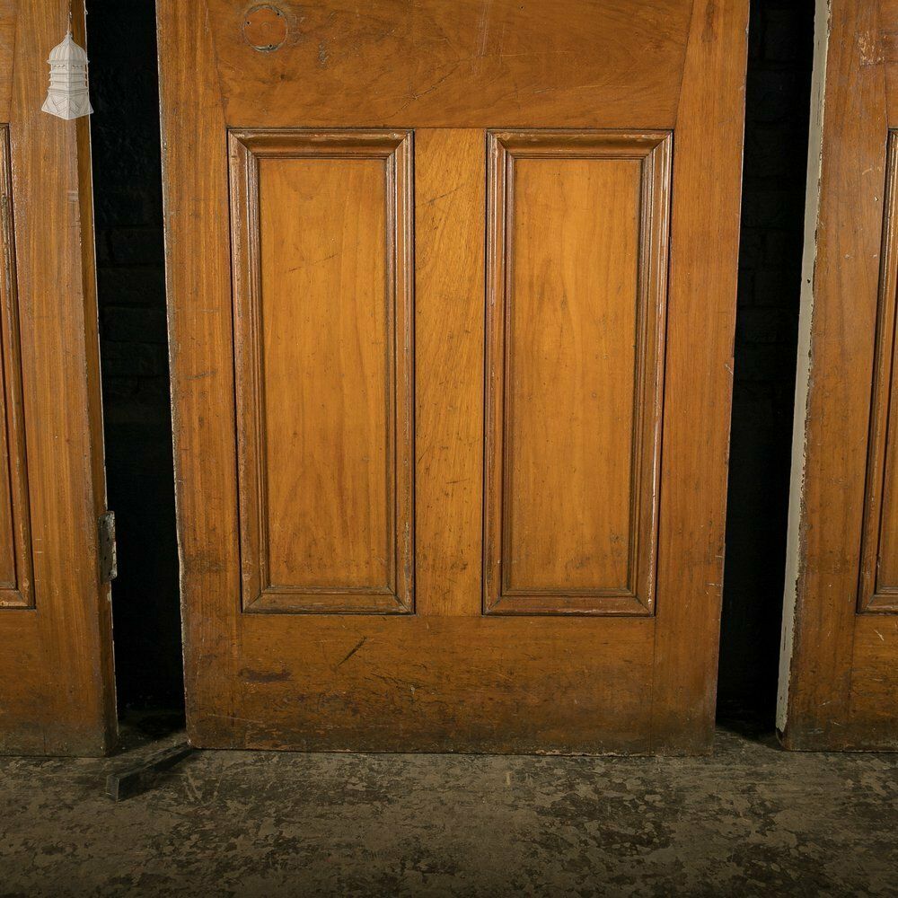 Home Fixtures Mahogany Paneled Doors, Set Of 3 19th C Hardwood, Gunstock, 4 Panel Doors photo