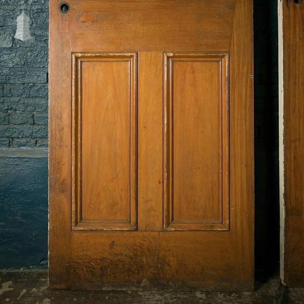 1500.0 Mahogany Paneled Doors, Set Of 3 19th C Hardwood, Gunstock, 4 Panel Doors photo