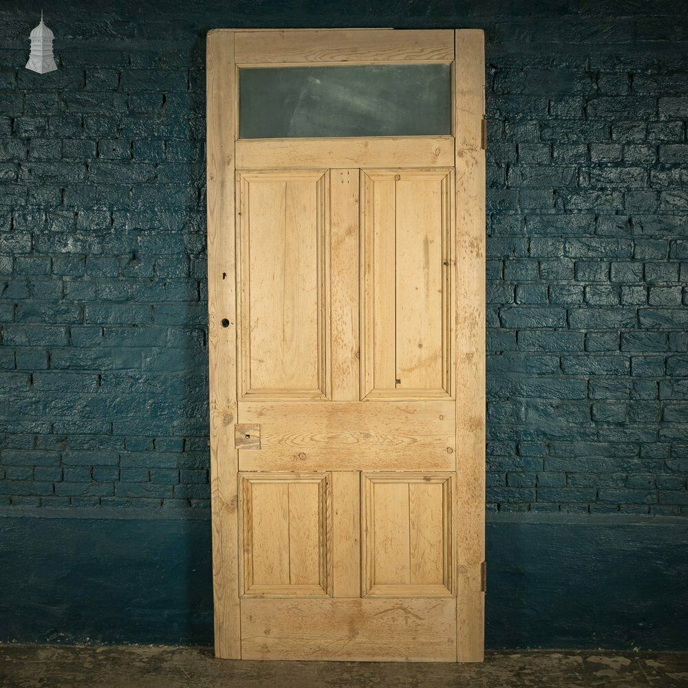 photo furniture Glazed Pine Door, Moulded Panelled Door With Glazed Top Panel