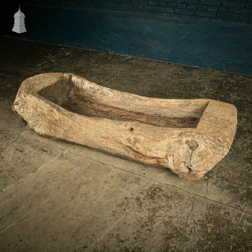 Ancient Oak Trough, Hand Carved, Believed To Be English, Salvaged From A North Norfolk Pub photo for sale