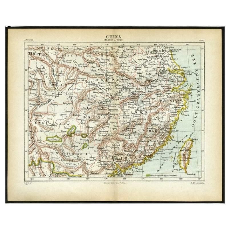 Antique Map Of Central And Southern China By Kuyper, 1880