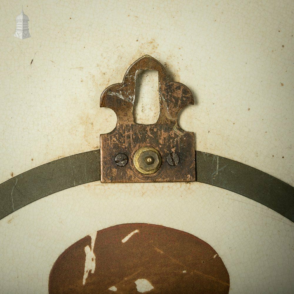 French Wall Clock, 19th C Brass And Blue And White Ceramic photo vintage
