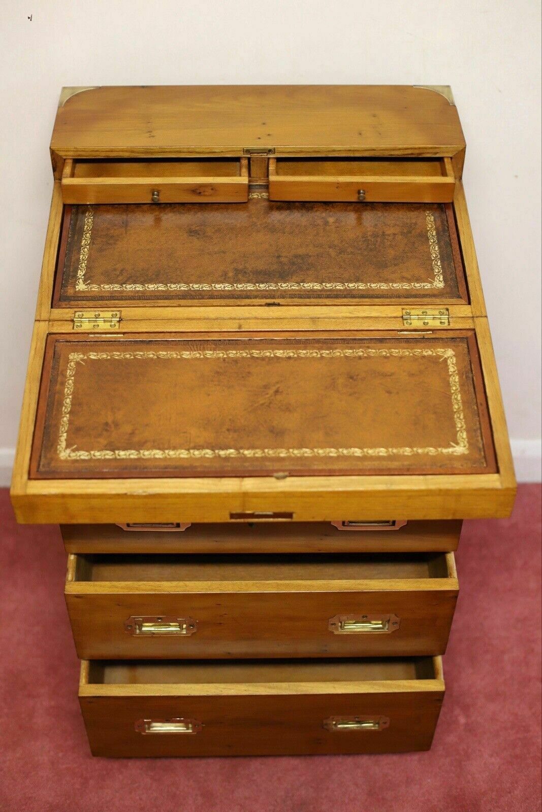 Beautiful Yew And Brass Military Secretary Campaign Chest photo 1250.0
