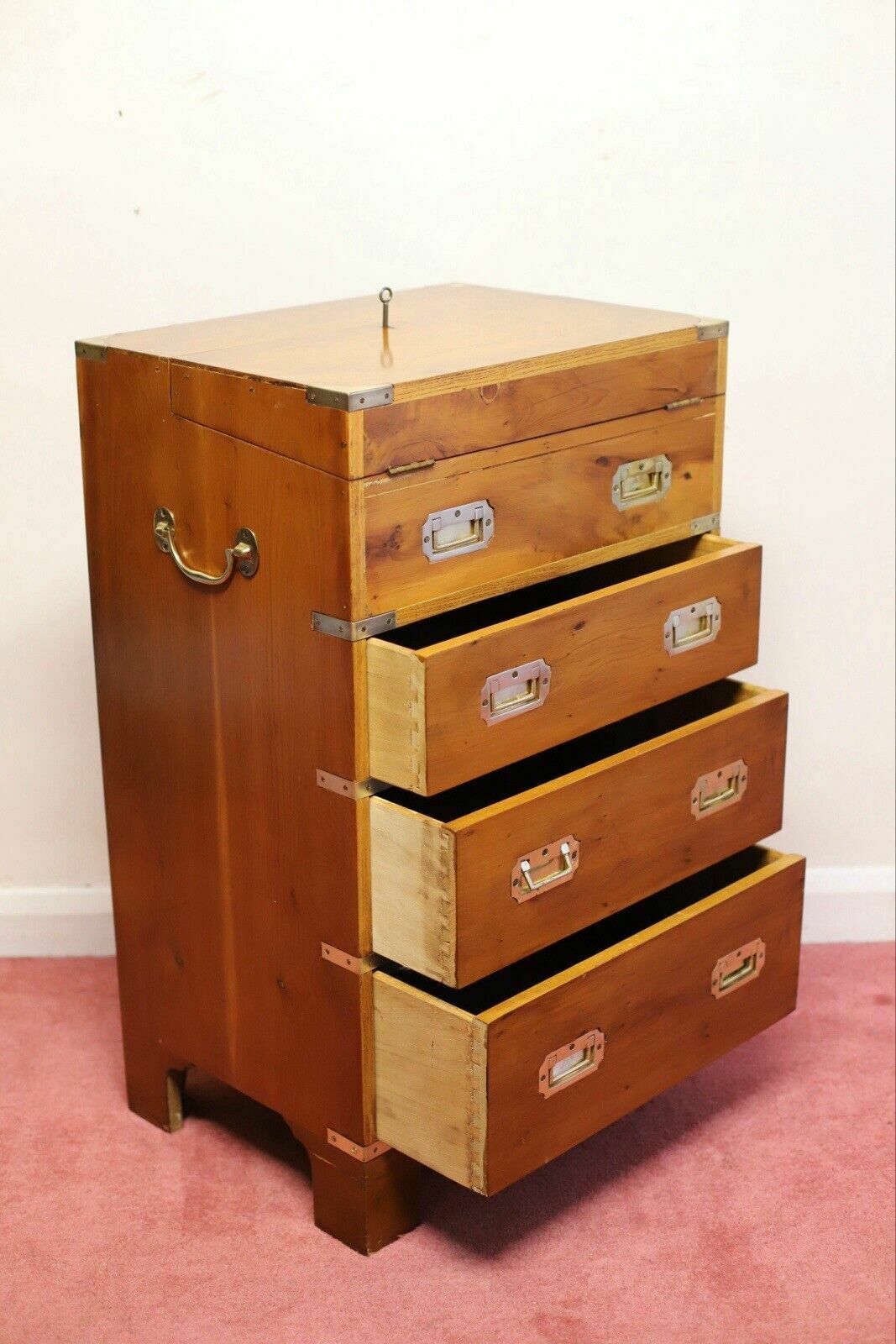 photo for sale Beautiful Yew And Brass Military Secretary Campaign Chest