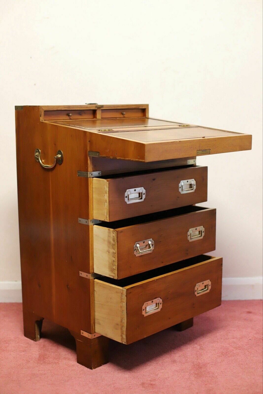 1250.0 Beautiful Yew And Brass Military Secretary Campaign Chest photo