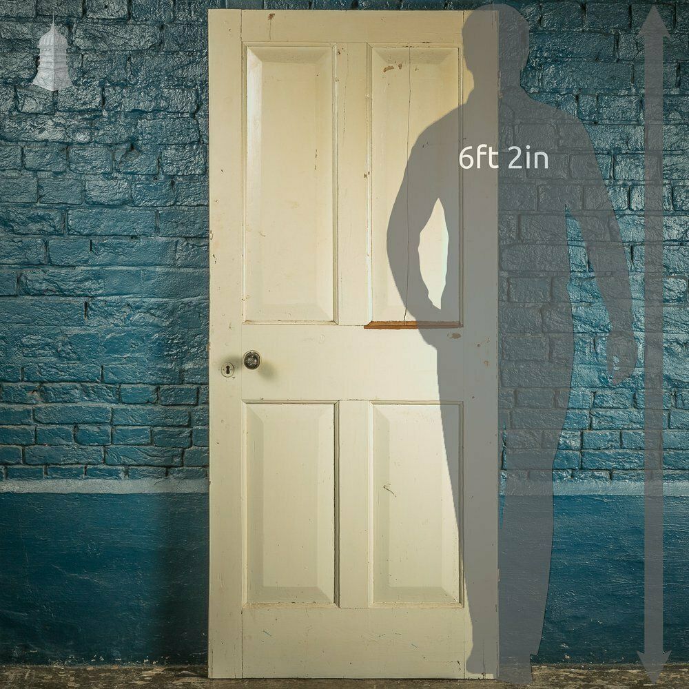White Painted Door, Victorian 4 Panel With White Painted Finish photo for sale