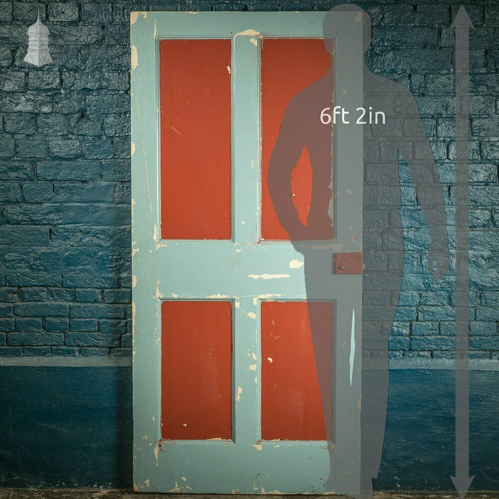 4 Panel Door, Blue And Ped Painted Victorian Internal Door photo Home Fixtures