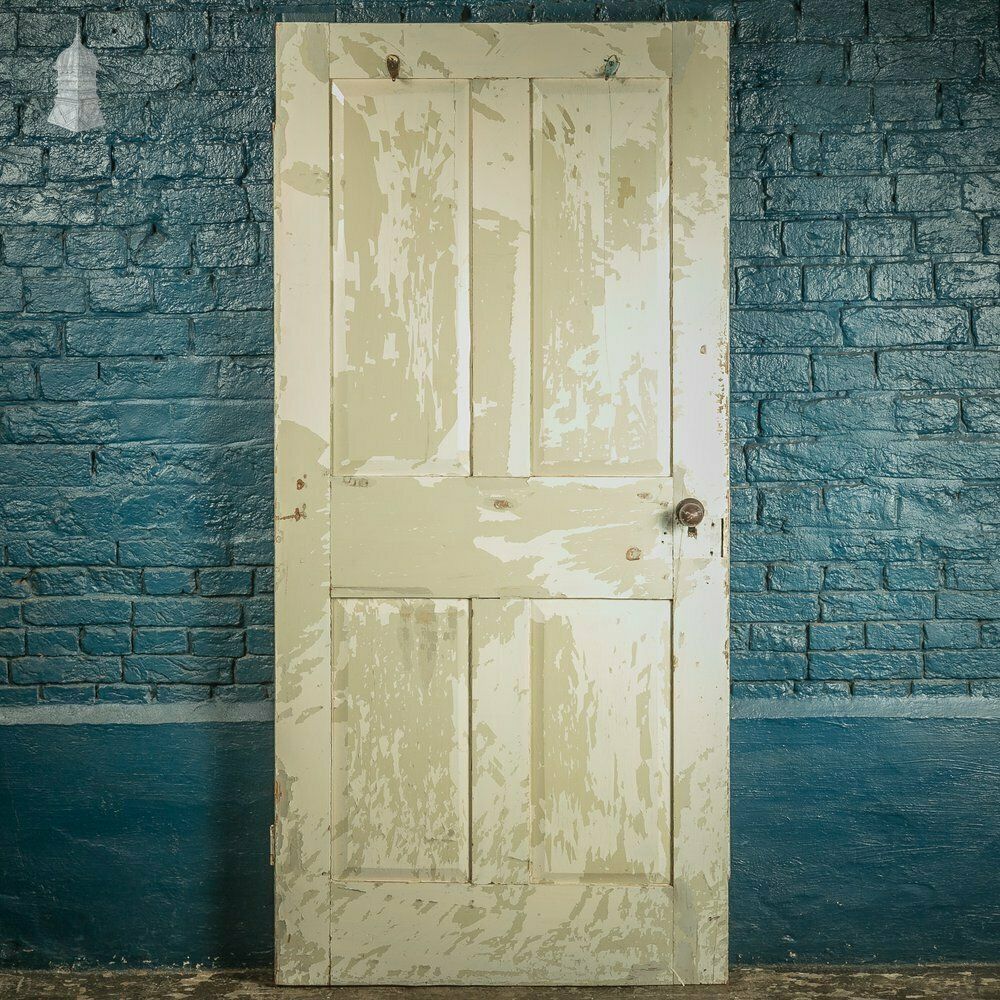 Paneled Internal Door, Pink And Cream Painted Victorian Pine, 4 Panel photo furniture