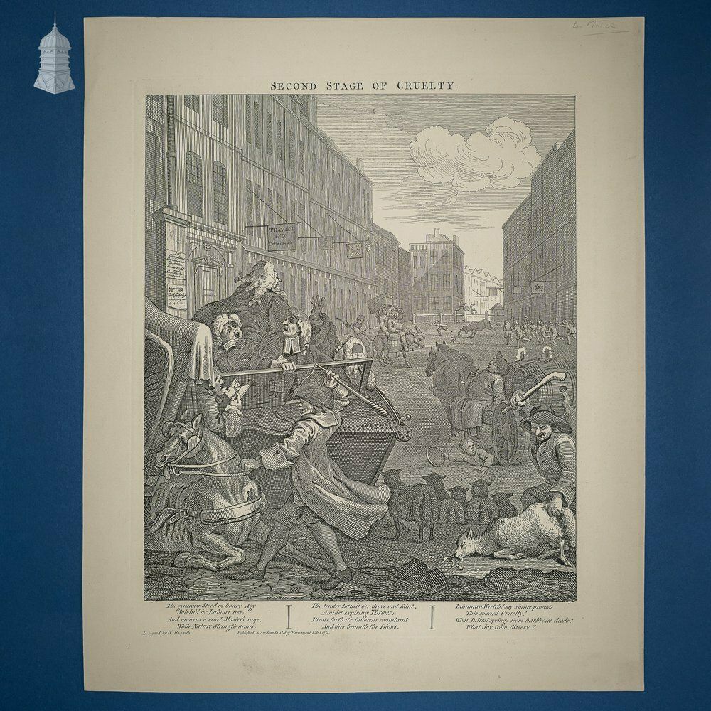 ‘The Four Stages Of Cruelty’ Set Of 4 Original 18th C Engravings By William Hogarth Dated 1751 photo for sale