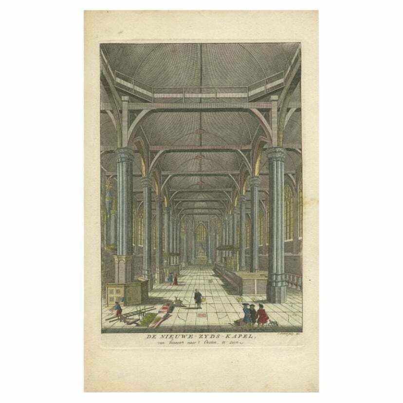 Antique Print Of The Interior Of The 'Nieuwezijds Kapel' By Goeree, 1765